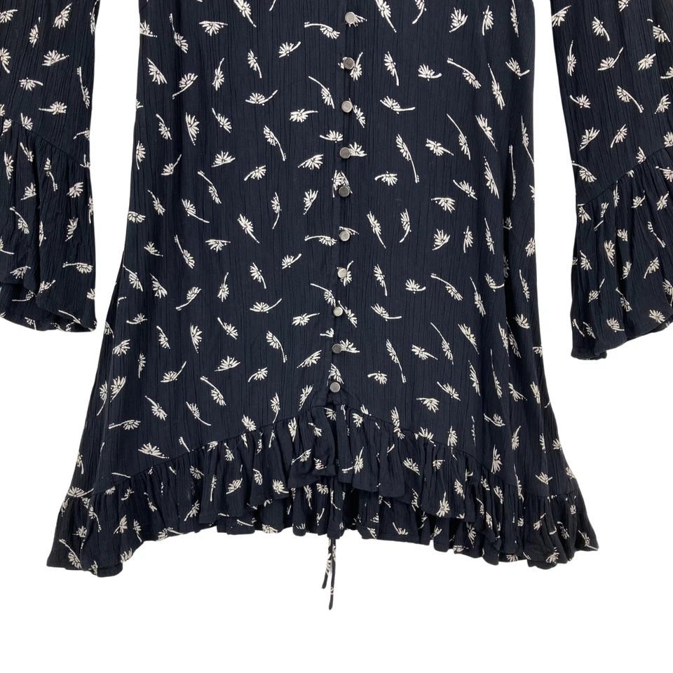 Billabong Women's Black Long Flared Sleeve V-Neck Button-Down Dress Size S/P - Image 2 of 4