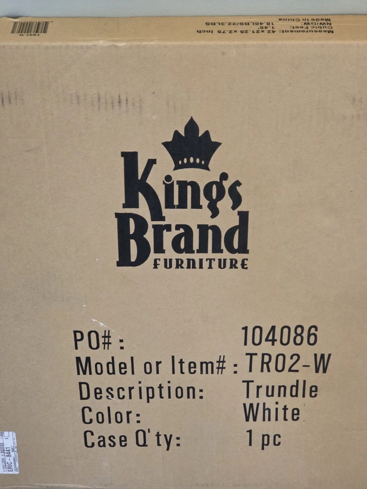 Móveis da marca Kings - Armação de cama de rodízio de metal branco tamanho duplo para cama de dia - Imagem 3 de 3