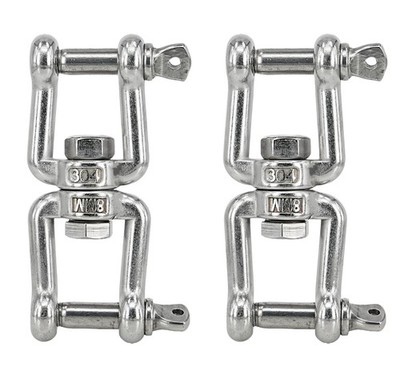 JawJaw Swivel Anchor Connector Clevis Double Shackle 5/16'' M8 304SS 2 PCS