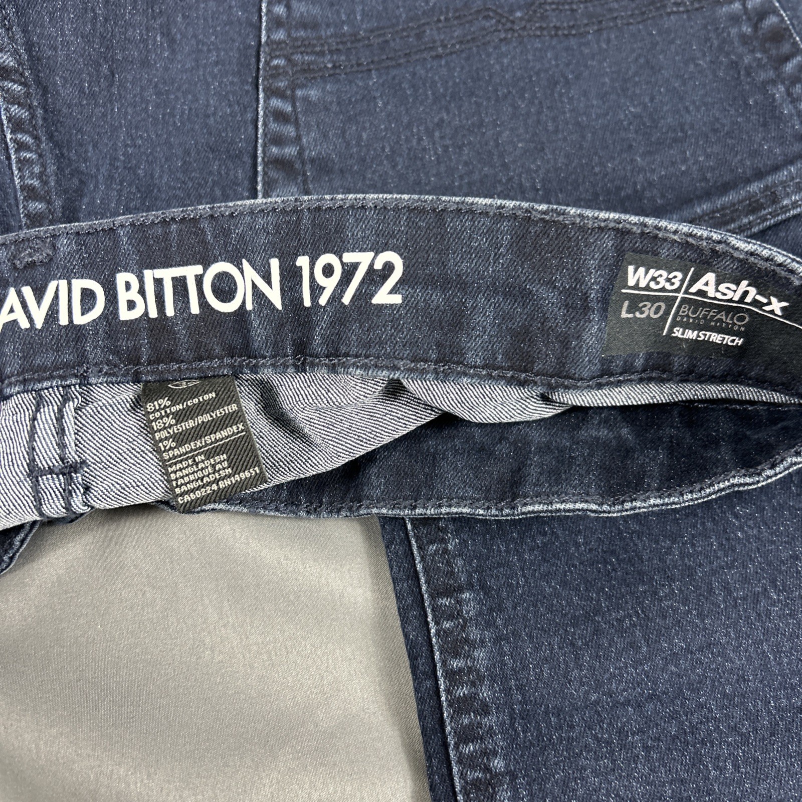 Buffalo David Bitton Jeans Ash X Slim Stretch 33 x 30 Medium Dark Wash MSRP $109
