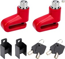 2 PCS Disc Brake Lock, Anti-Theft Security Wheel Disc Brake Lock with Keys, Red