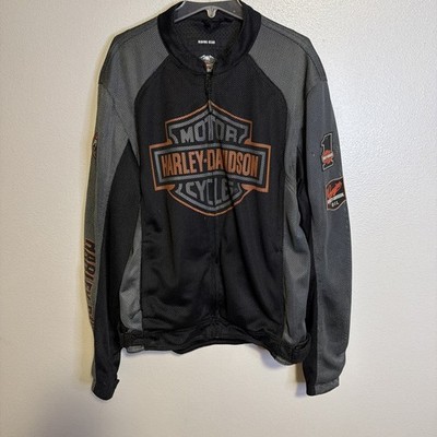 Harley-Davidson 98233-13VT Men's XL Mesh Motorcycle Jacket Full Zip Black Grey S