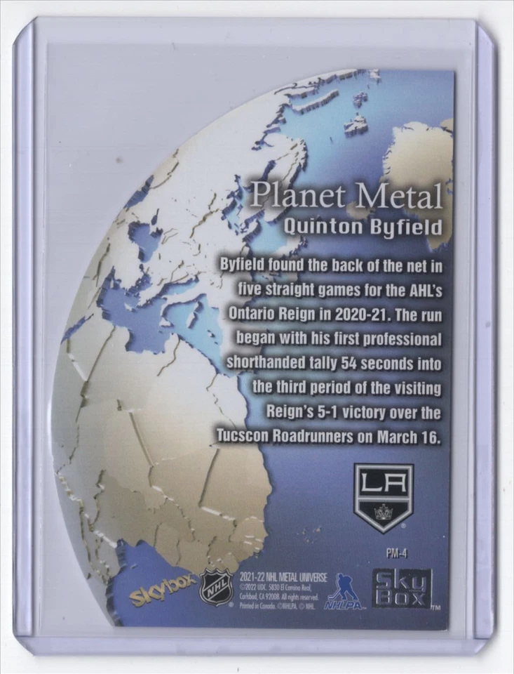 2021-22 Skybox Metal Universe Planet Die Cut Quinton Byfield Los Angeles Kings - Image 2 of 2