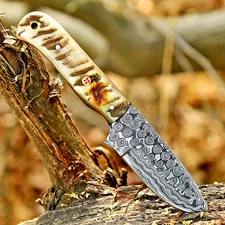 Custom Made Hand Forged Damascus Steel Blade Tactical Hunting Skinner Knife 2935