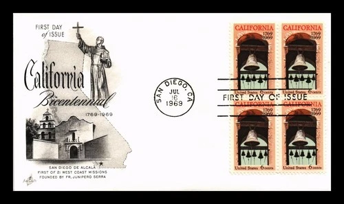 US COVER CALIFORNIA SETTLEMENT BICENTENNIAL FDC SCOTT 1373 BLOCK OF 4