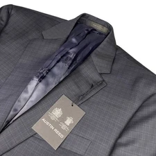 NEW Austin Reed Men's 100% Wool 2-Button Blazer Navy Blue Plaid • 40R