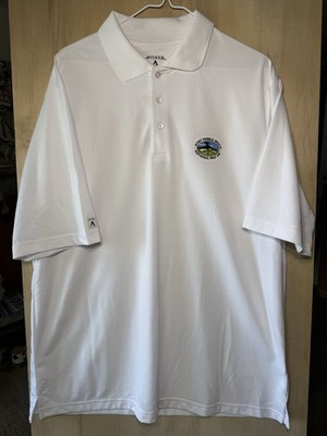 Antigua Men's Pebble Beach Pro Am Golf Polo Pique Xtra-Lite White L NWT