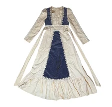 VTG Gunne Sax by Jessica Renaissance Maxi Dress Ivory Blue Velvet Long Sleeves
