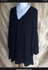 Zara Trafaluc Black Sheer Lined Tunic Dress With Bell Sleeves Small
