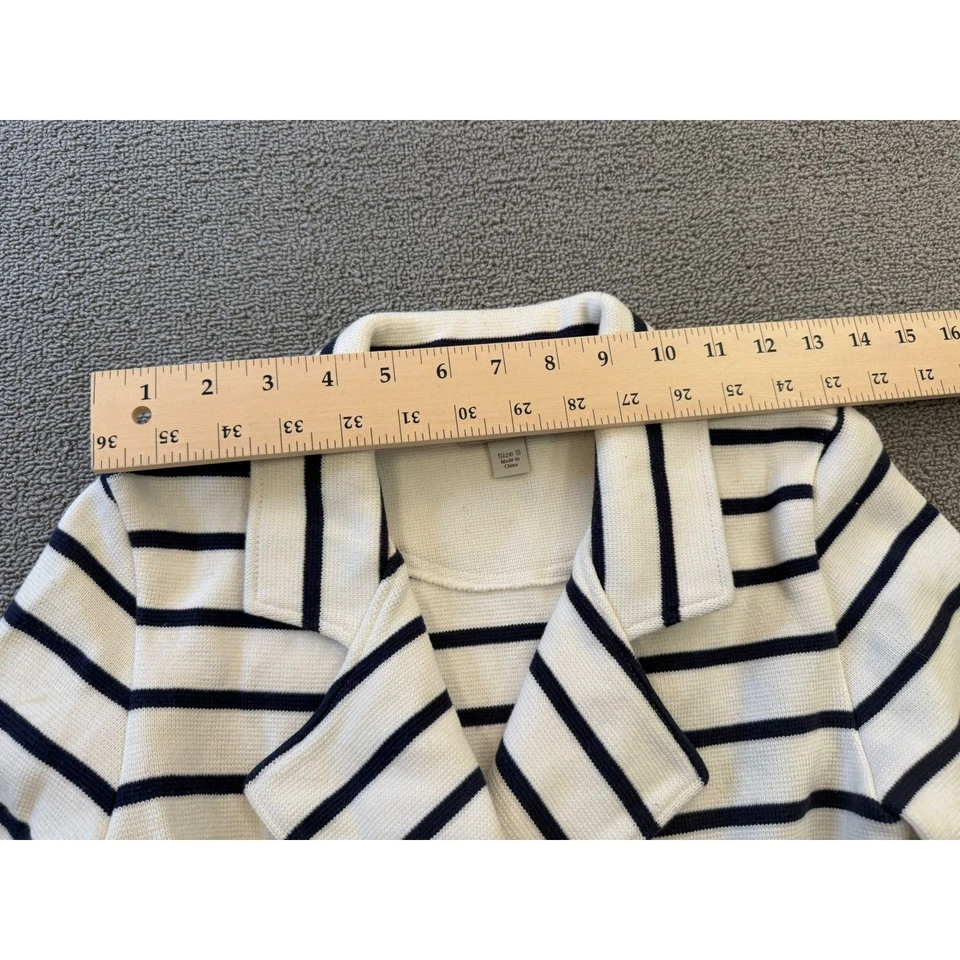 Boston Proper Women's Small White Black Striped Double Breasted Sweater Jacket — 第 4/4 张图片