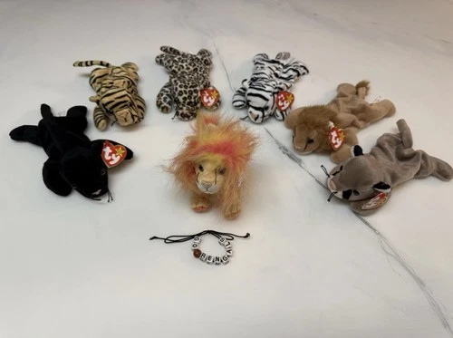 Ty Beanie Babies Lot of 7 Wild Cats Vintage 90s Collectible Toys
