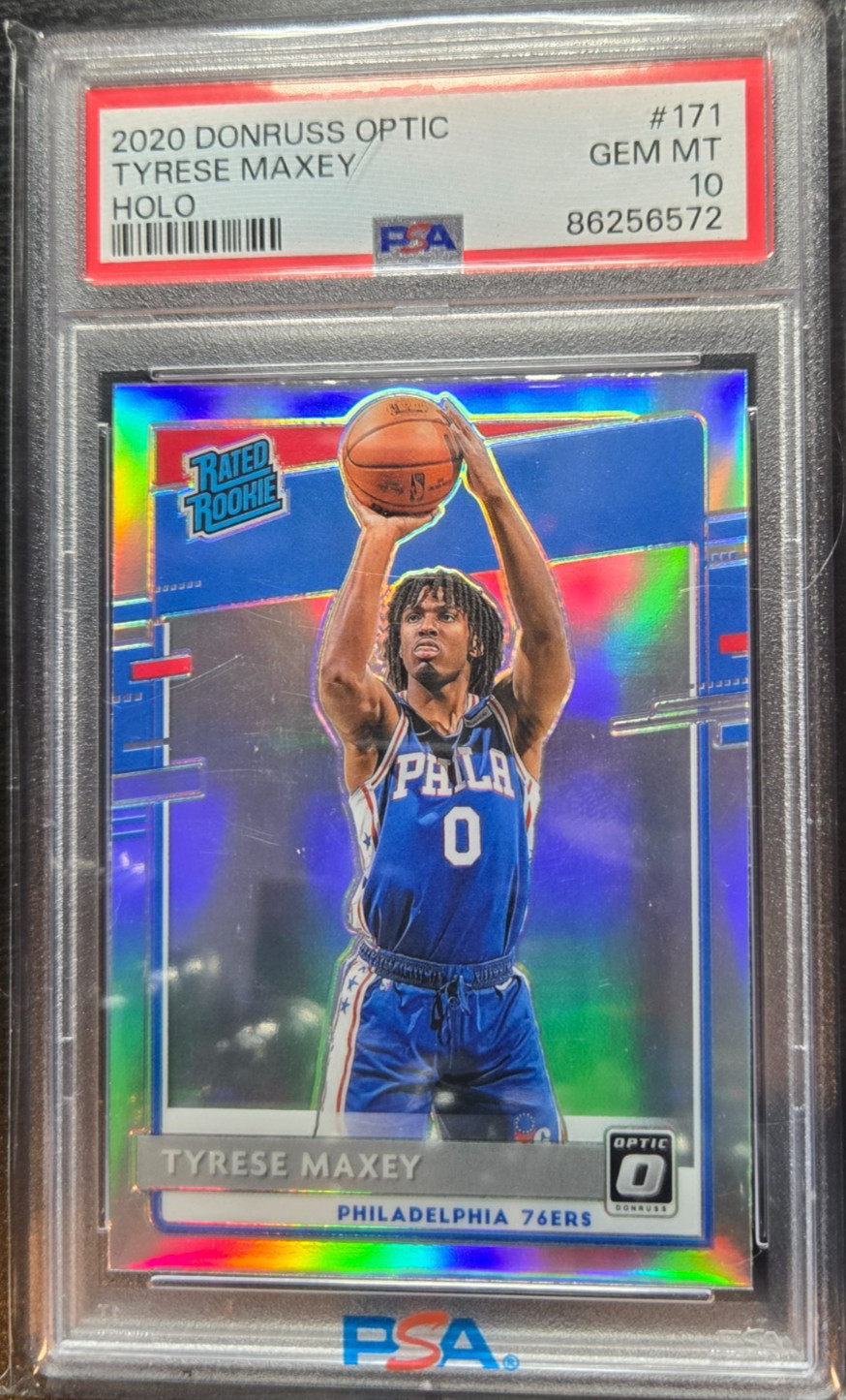 2020 Panini Donruss Optic - Rated Rookie Tyrese Maxey #171 Holo (RC) PSA 10