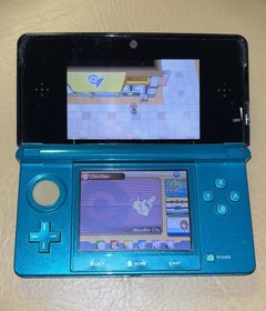 Nintendo 3DS Aqua Blue System w/ Pokemon Alpha Sapphire TESTED 64GB SD + Charger