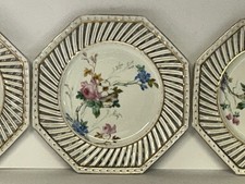 Set 3 piatti reticolati fiori di Dresda vintage Schumann Baviera Germania