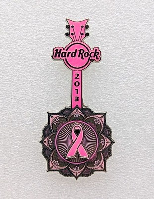 Hard Rock Cafe Pinktober 2013 Pink Ribbon Guitar Pin 3D Limited Edition
