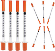 10 Pcs 1Ml Syringe 30G*8Mm Plastic Syringes with Cap for Labs Pets Feeding Small