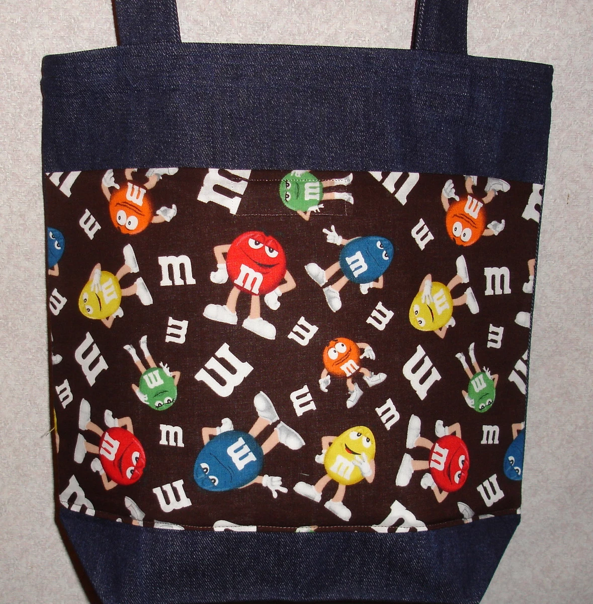 NEW Medium Denim Tote Bag Handmade w M M S Characters Licensed Fabric