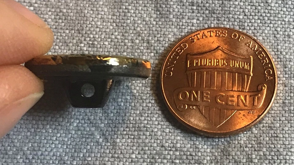 ONE Gold Luster Black Glass Shank Button Flower Floral Czech 11/16" 18mm 8682 - Image 3 of 3