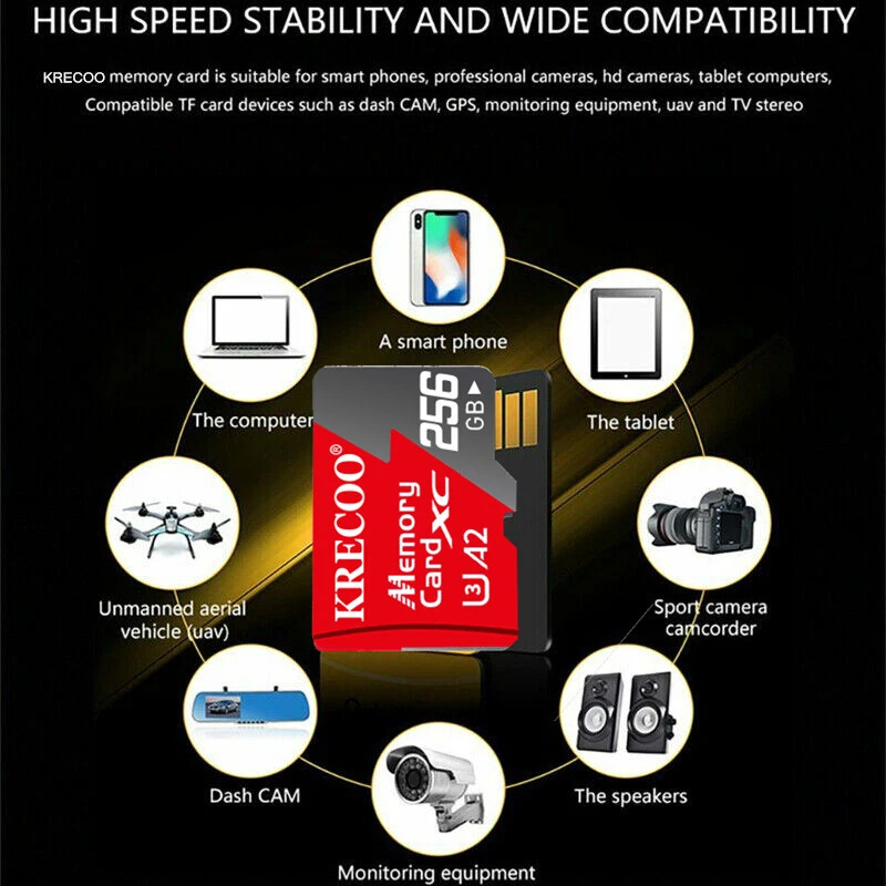 Micro SD Card 32GB 64GB 128GB 256GB 1TB 2TB Micro SD TF Memory Card Adapter lot - Image 4 of 4