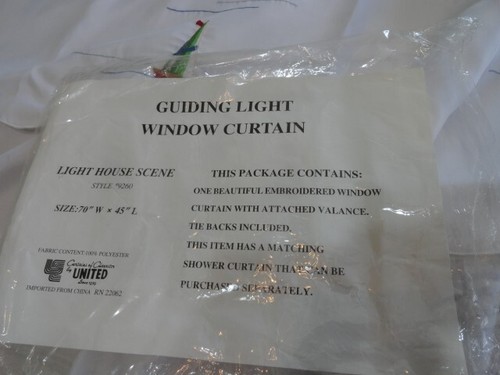 New VTG Guiding Light White Curtain Embroidered Curtain Attached Valance 70"x45" - Picture 6 of 7