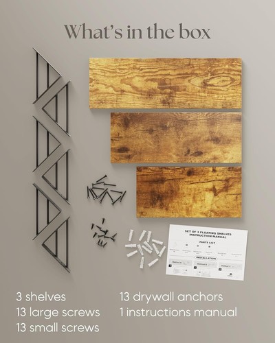 Wall Shelves for Bedroom Decor, Floating Wall Shelves for Living Room (Set of 3) - Picture 6 of 11