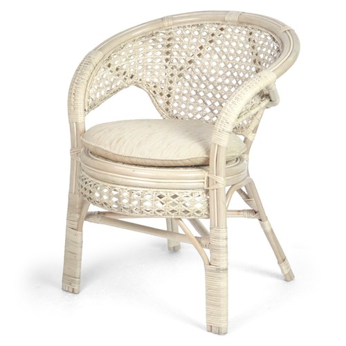 Pelangi Rattan Wicker Set of 2 Chairs w/Cushion and Round Dining Table - Picture 15 of 26