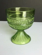 Vintage Lime Green Glass Compote Planter Candy Dish Multi Purpose Footed Bowl