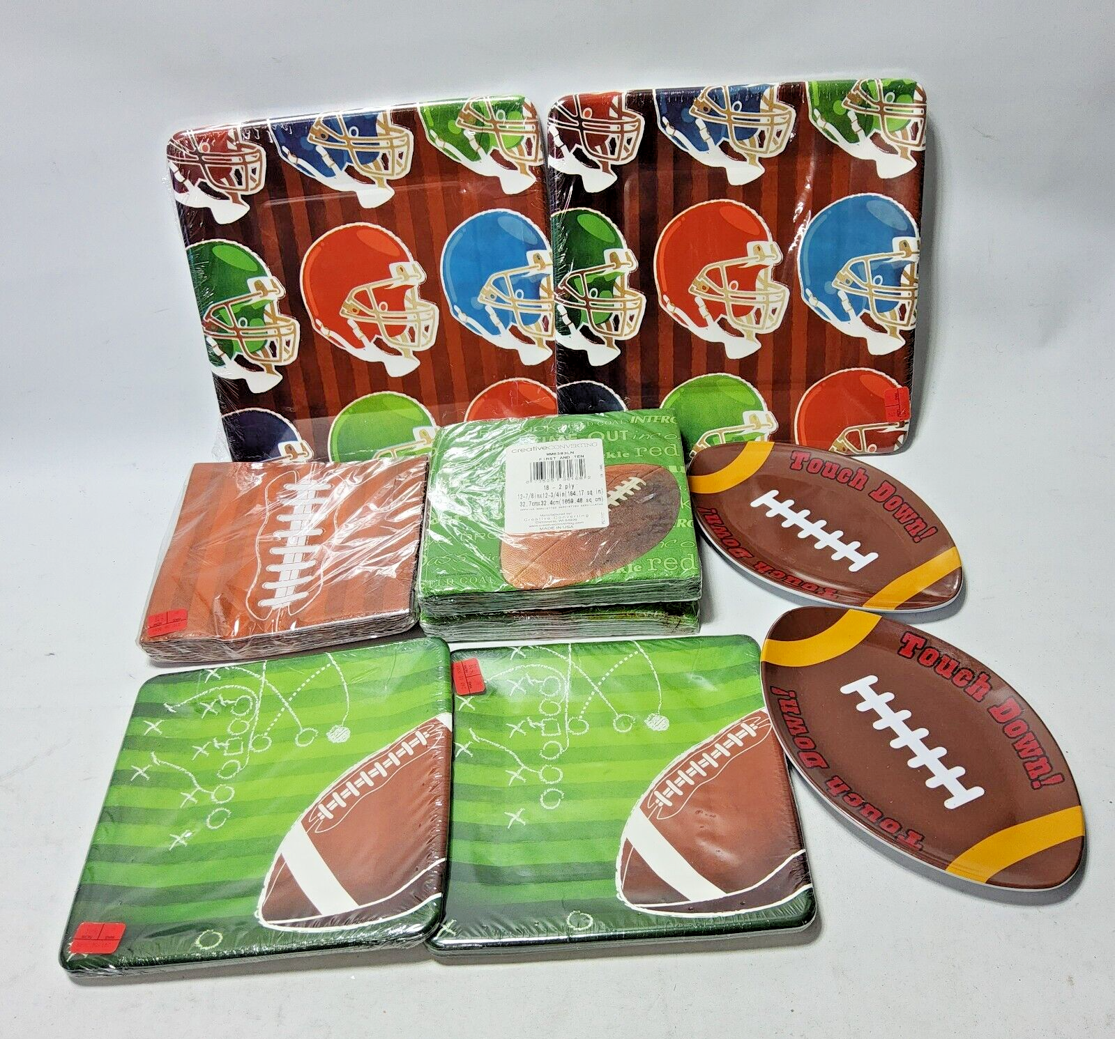 Sports themed party supplies football basketball dishes napkins trays tailgate