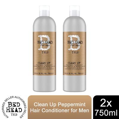 Bed Head by Tigi Clean Up Peppermint Daily Hair Conditioner for Men 750ml, 2 Stück