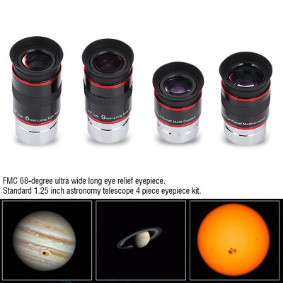 1.25 68° Ultra Weitwinkel FMC Okular Kit 6+9+15+20mm Für Astroteleskop BHC