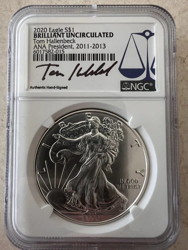 2020 American Silver Eagle ASE NGC BU | Tom Hallenbeck ANA President Signed