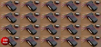 100 Pack - DB9 Female to RJ45 Modular Adapter Connector 8P8C Serial RS232 Black