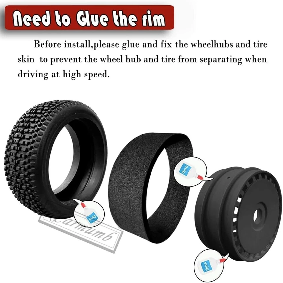 PNEUS E RODAS HEXAGONAIS 10 RAIOS 17mm para Traxxas Slash / Rustler VXL 4x4 preto #3 - Imagem 3 de 3