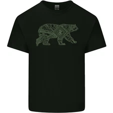 Grizzly Bear Circuit Board Mens Cotton T-Shirt Tee Top