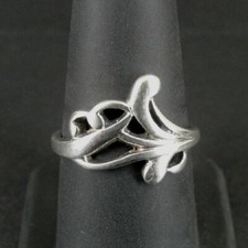 Ring Silver Flower Open Design Sterling 925 Size 7 1/2 Band Ring 7.5
