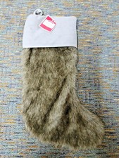 New Holiday Time Christmas 20" Brown Fur Stocking