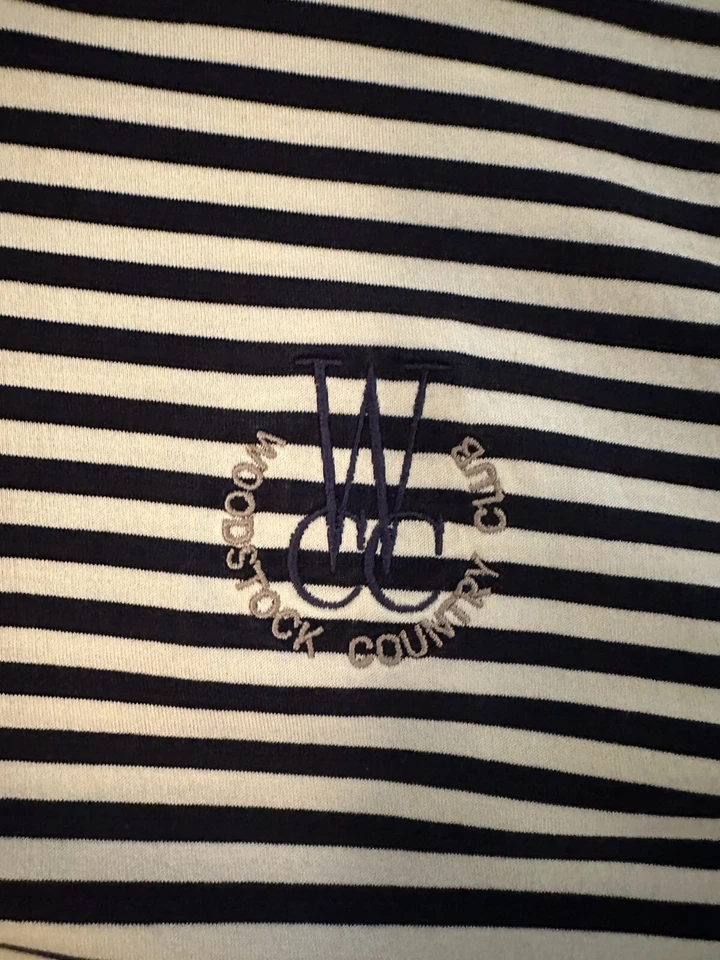 Woodstock Country Club Woodstock GA 100 % algodón egipcio rayas negras/blancas Foto 4 de 4