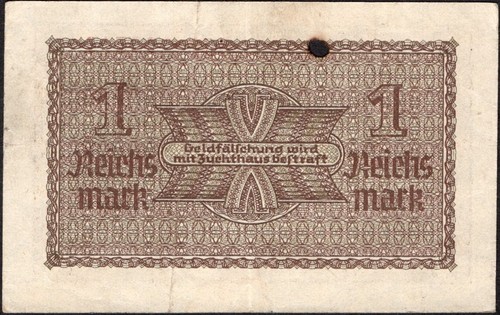 1 Reichsmark 1940-1945 Series: 656-098316 - Reichskreditkassen note -G-#A22 - Picture 4 of 4