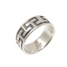 Sterling Silver Greek Key Band Ring Size 6.75