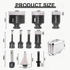 Diamond Core Drilling Bits Set Porcelain Ceramic Tile Marble Hole Saw Kit Tool