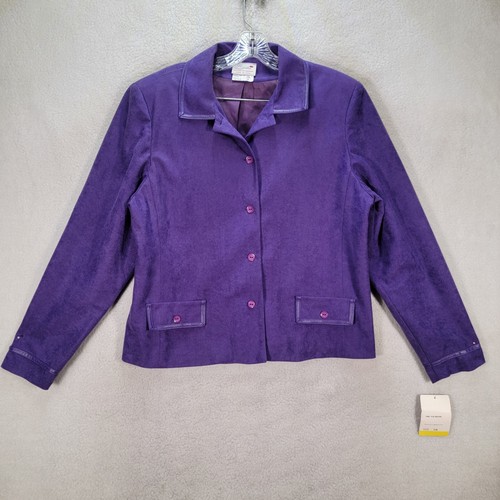Vintage 70er Serben Deadstock lila Samt Mantel leichte Jacke Damen Blazer Größe XL