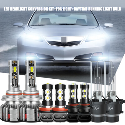 For Acura TL 2010-2014 8PCS LED HID Headlights Hi/Lo DRL Fog Light Bulbs white