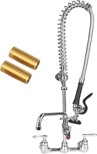 36" Height Commercial Sink Faucet with Pre Rinse Sprayer, 8 Inch Center Commerci