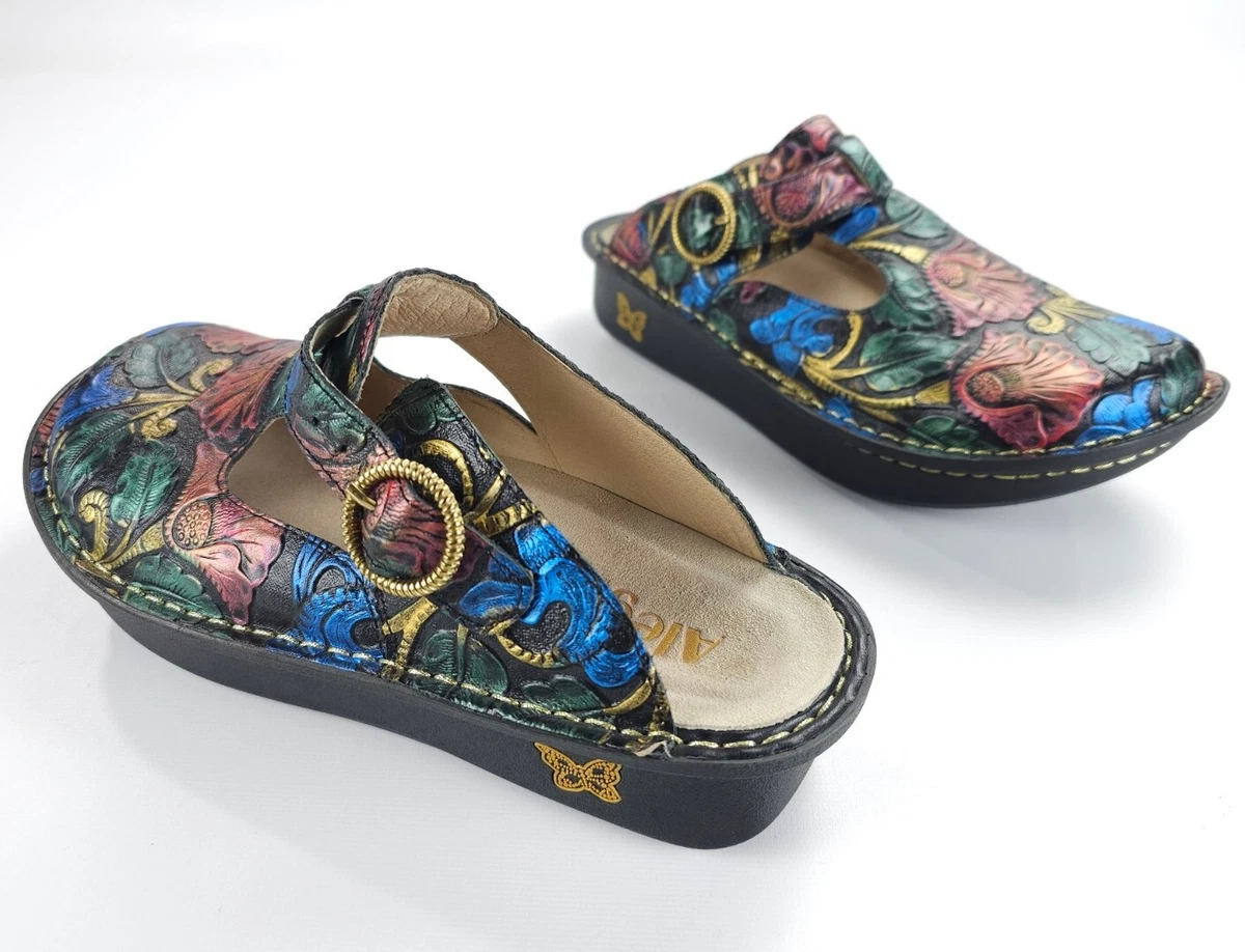 Alegria Classic Craftswoman Floral ALG 835 Mule Shoes Womens Sz 38