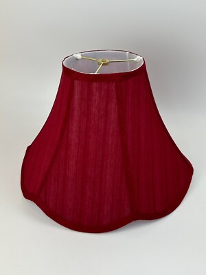 Red Fabric White Interior Scallop Bottom Lamp Shade 15'' x 10''