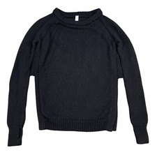 Lululemon Slit Side 100 Merino Wool Black Sweater Sz 4