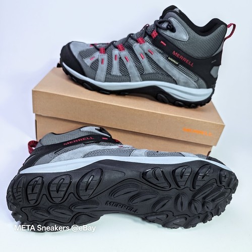 Merrell US 14 Men's Grey Black Red Waterproof Mesh Rugged - Alverstone 2 Mid NIB - Picture 9 of 19
