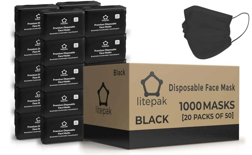 Disposable Face Masks - 1,000 PCS - Breathable & Comfortable Filter (Black.)