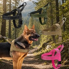 Tactical Dog Harness No Pull 1000D Nylon Large Dogs Handle Reflective Vest