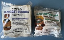 2 HAPPY MEAL MCDONALDS 1988 TOYS: DRUMMER, SNORKEL MCNUGGET, NEW /SEALED
